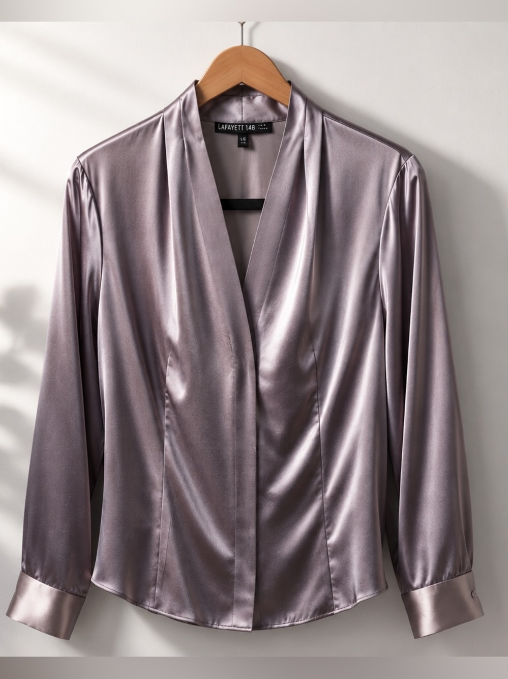 Lafayette 148 New York Silk Draped Open Front Blouse Size 10